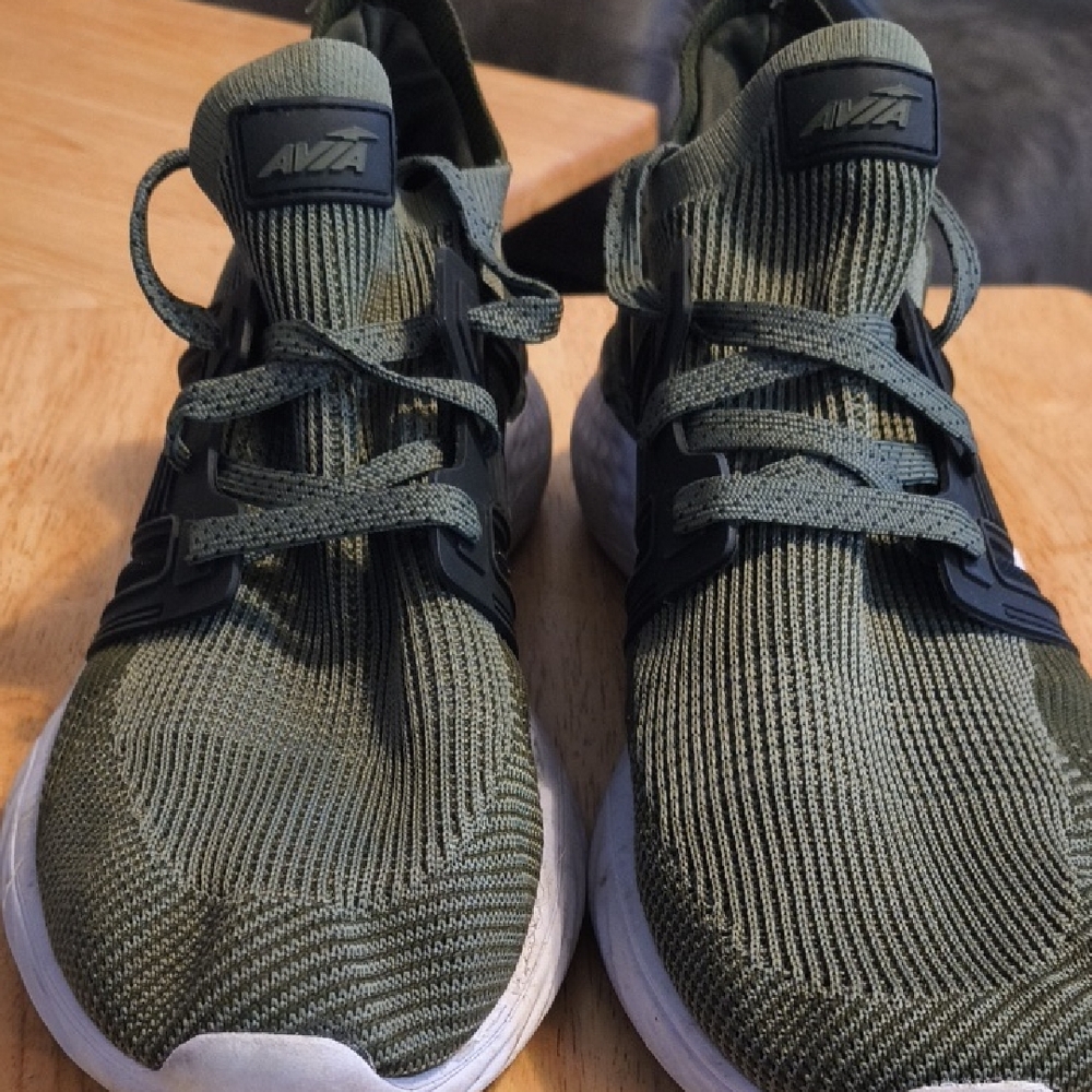 Avia Olive Green Knit Lace-Up Sneakers